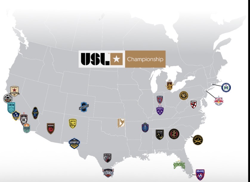 USL Championship Footprint Map